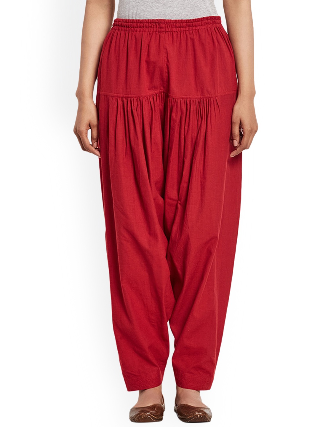 

Fabindia Women Maroon Solid Pure Cotton Salwar