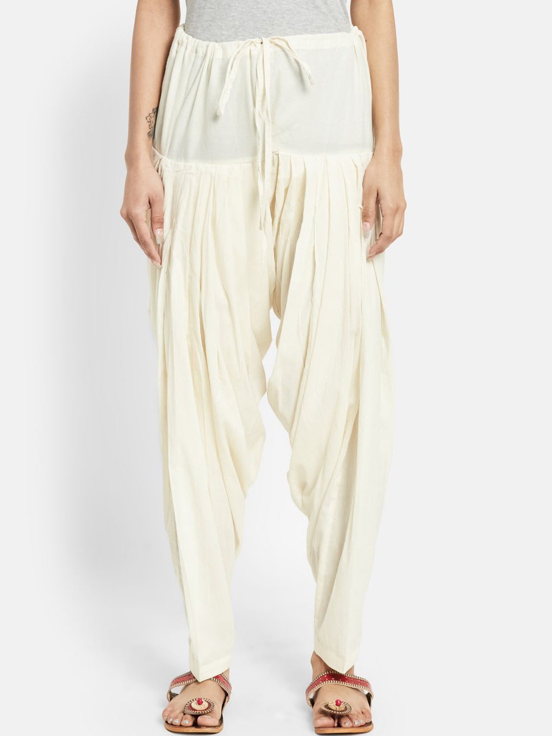 

Fabindia Women Off White Pure Cotton Patiala