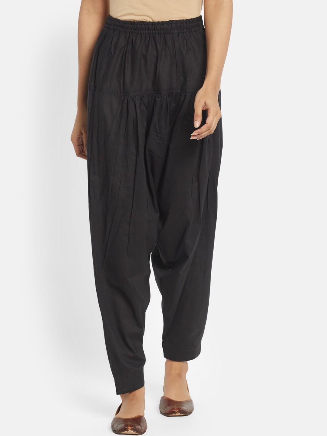 

Fabindia Women Black Solid Cotton Salwar
