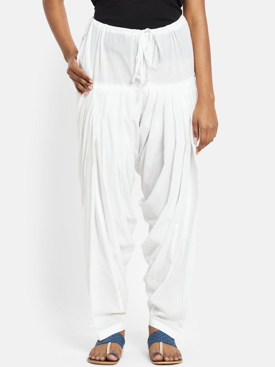 

Fabindia Women White Solid Pure Cotton Patiala
