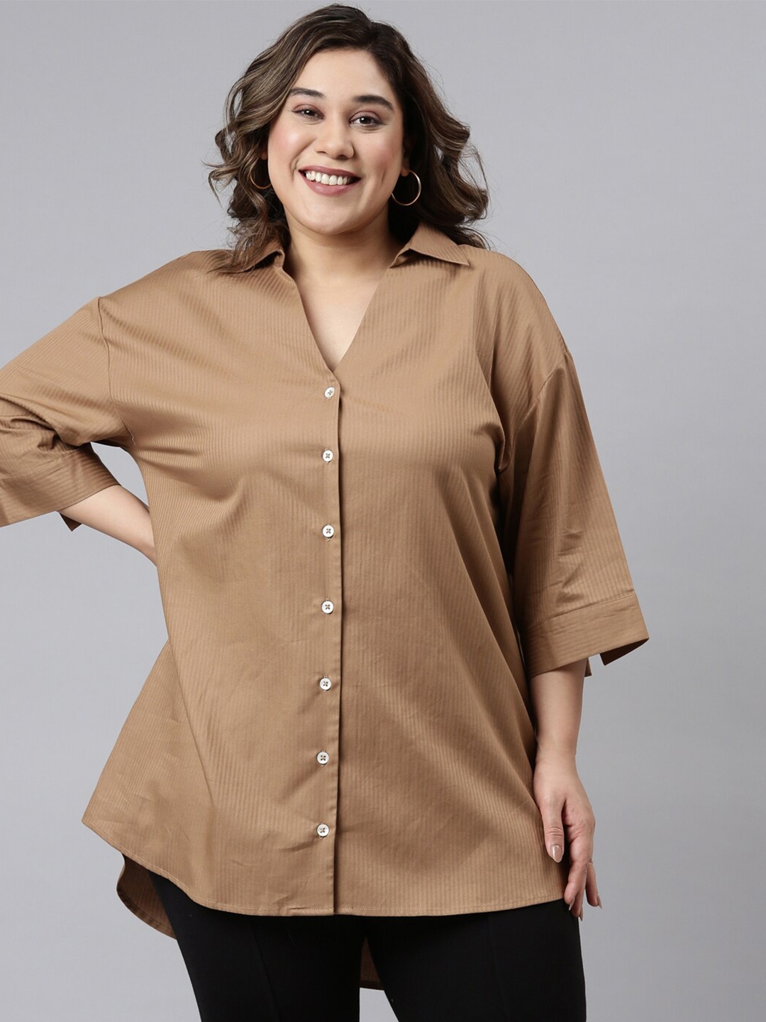 

The Pink Moon Women Beige Standard Casual Shirt
