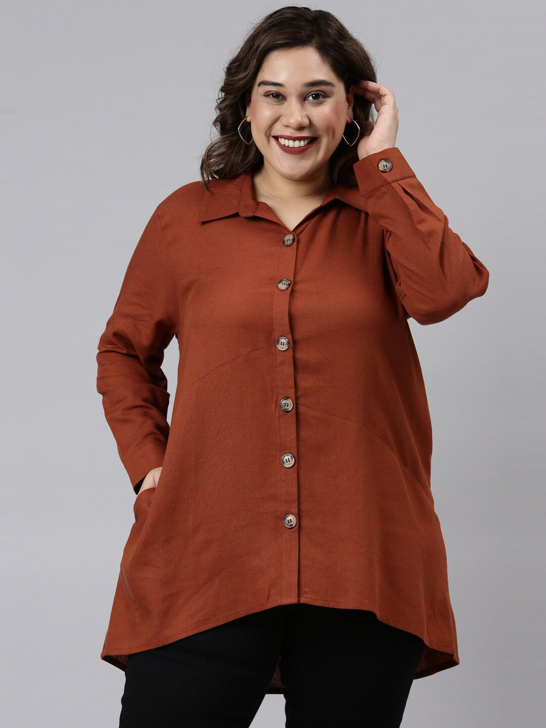 

The Pink Moon Women Brown Standard Casual Shirt