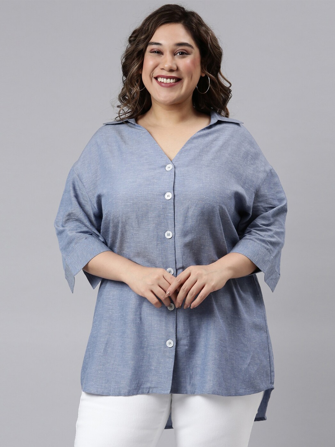 

The Pink Moon Women Blue Standard Casual Shirt