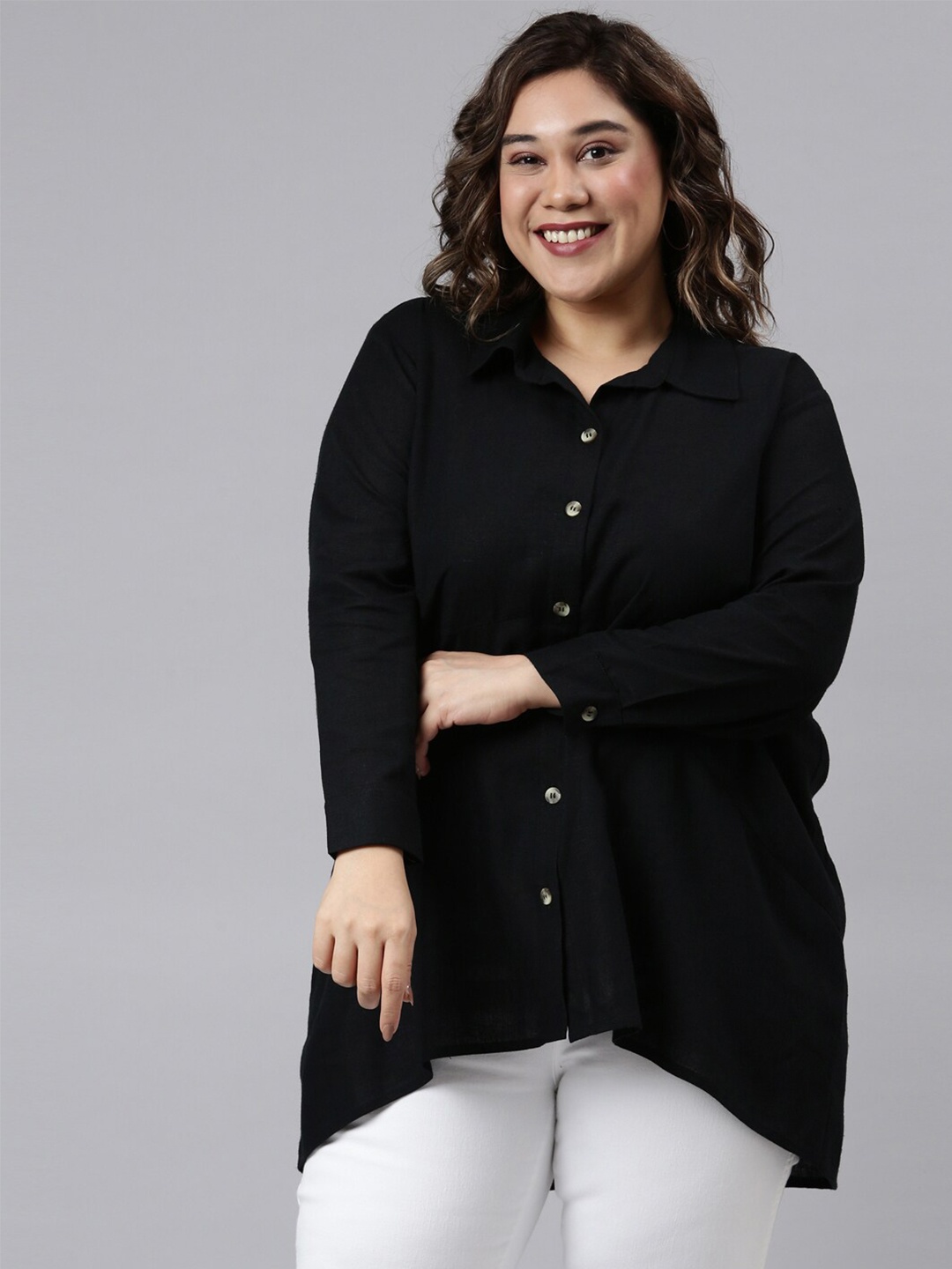 

The Pink Moon Women Black Standard Casual Shirt