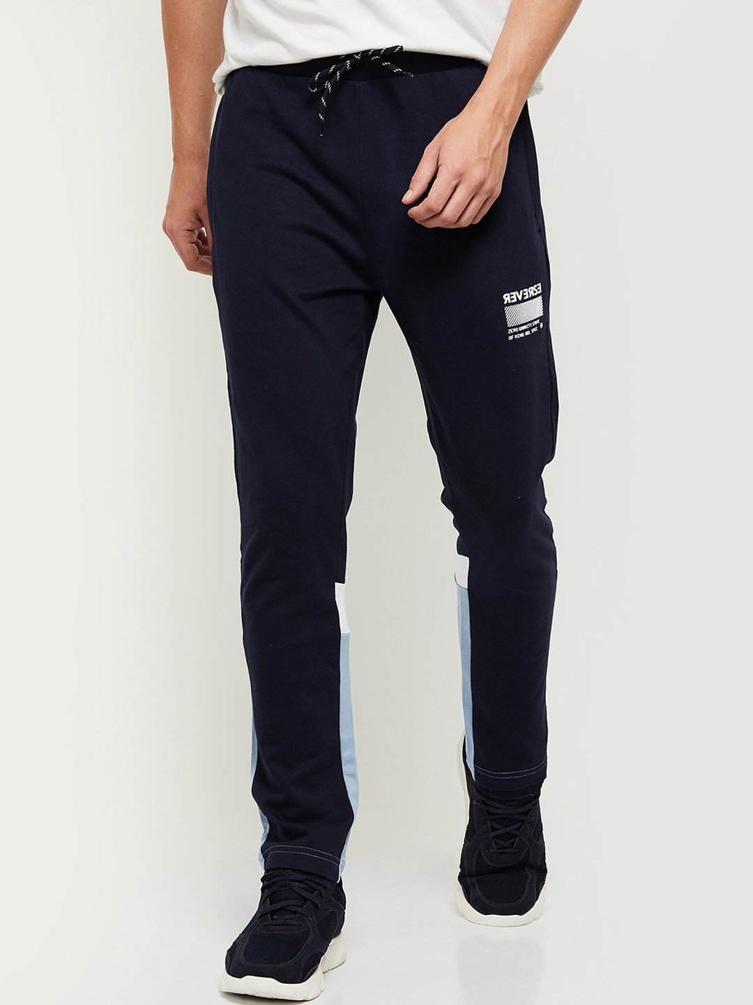 

max Men Navy Blue Regular Fit Solid Cotton Track Pants