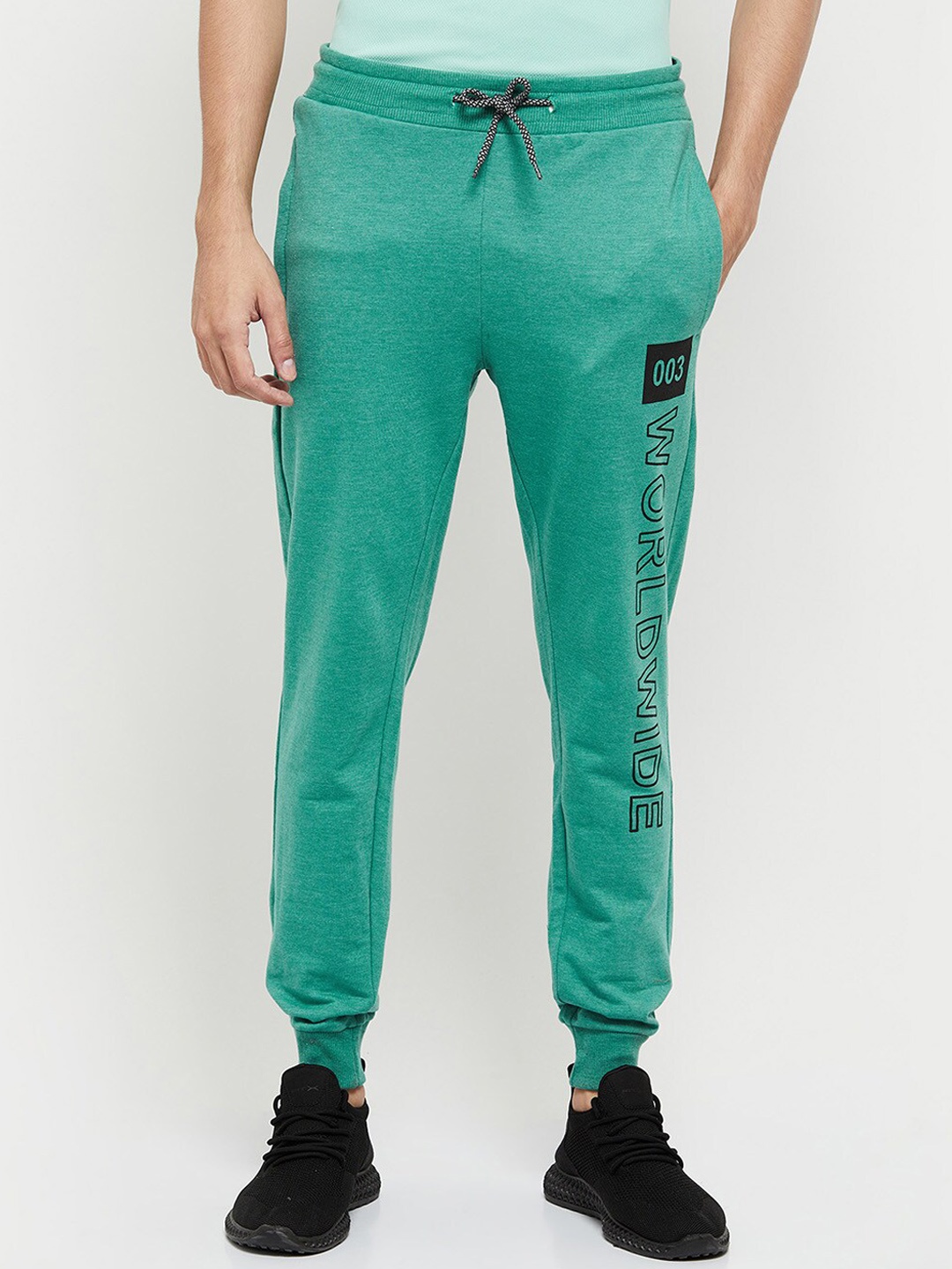 

max Men Green Regular Fit Printed Cotton Joggers