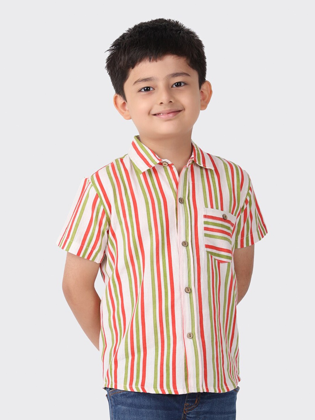 

Fabindia Boys Multicoloured Multi Stripes Striped Casual Shirt