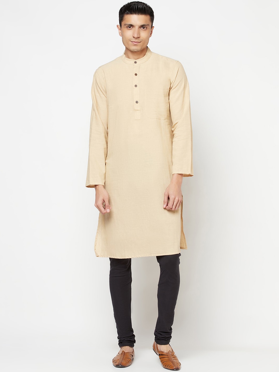 

Fabindia Men Beige Solid Kurta