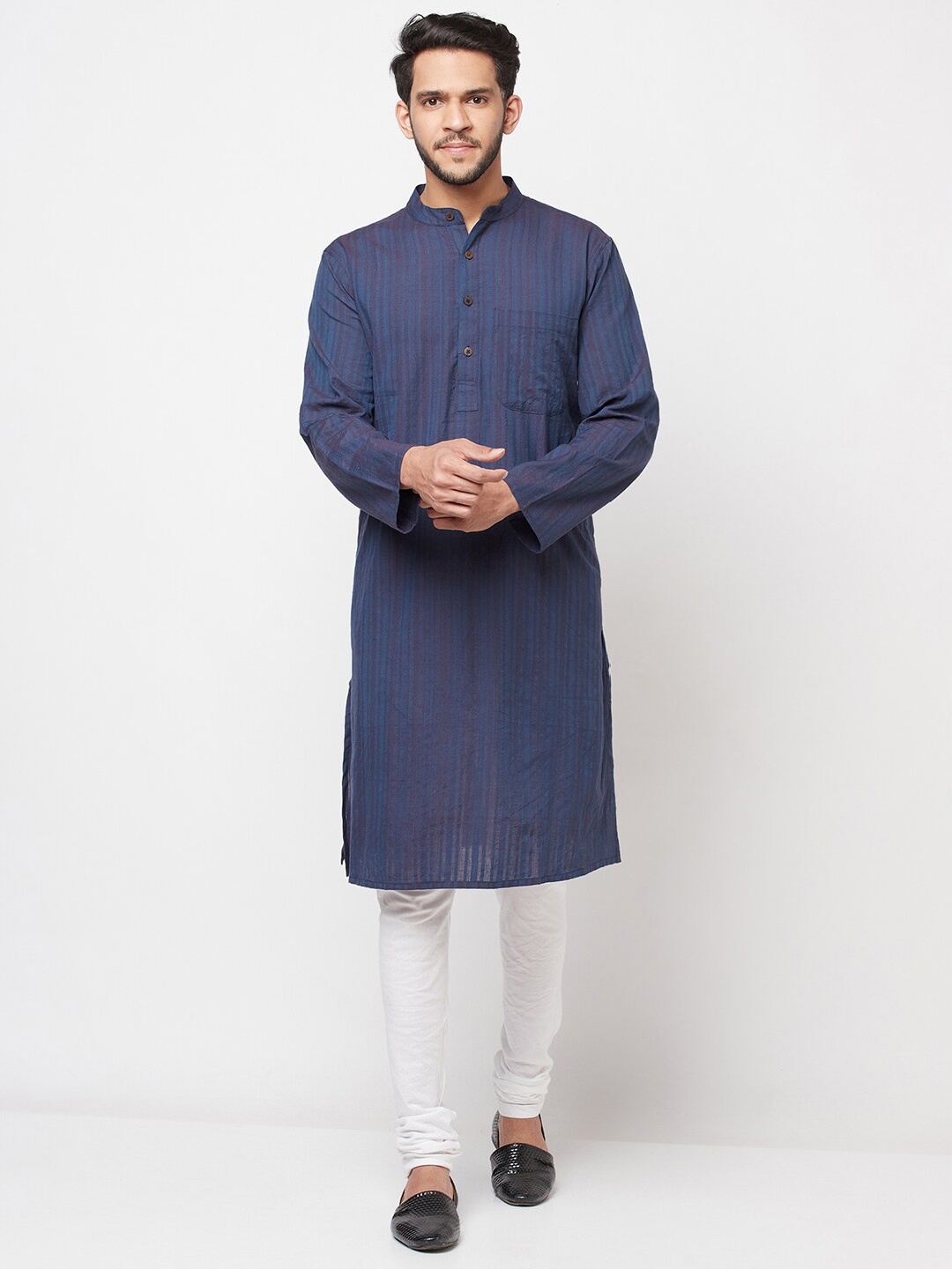 

Fabindia Men Blue Striped Kurta