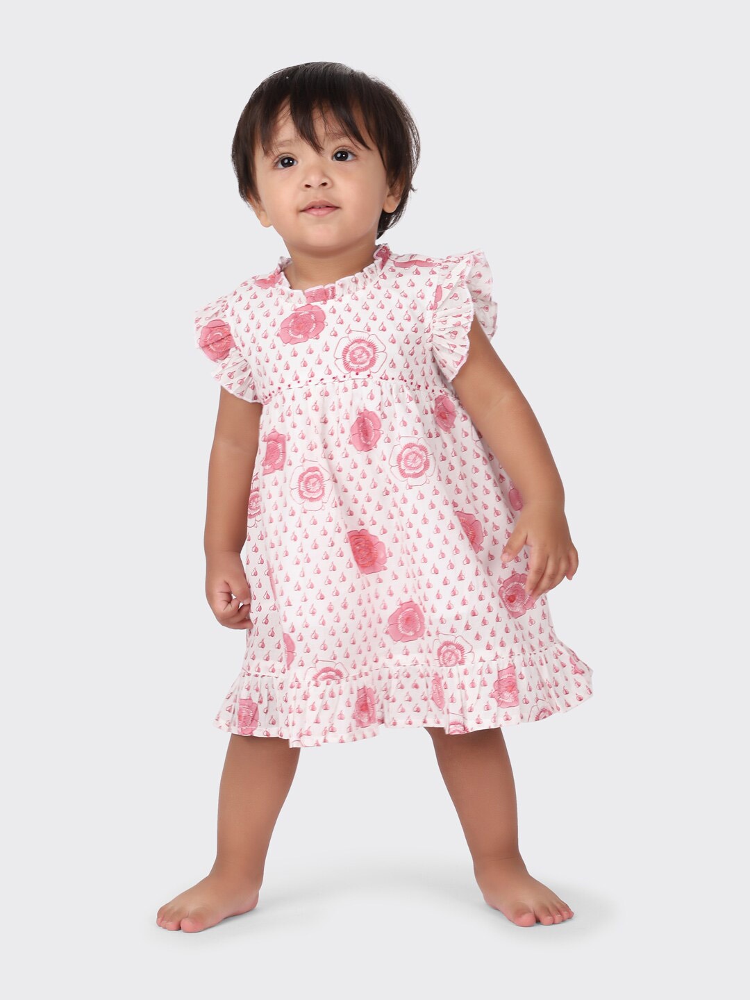 

Fabindia Off White Floral A-Line Dress