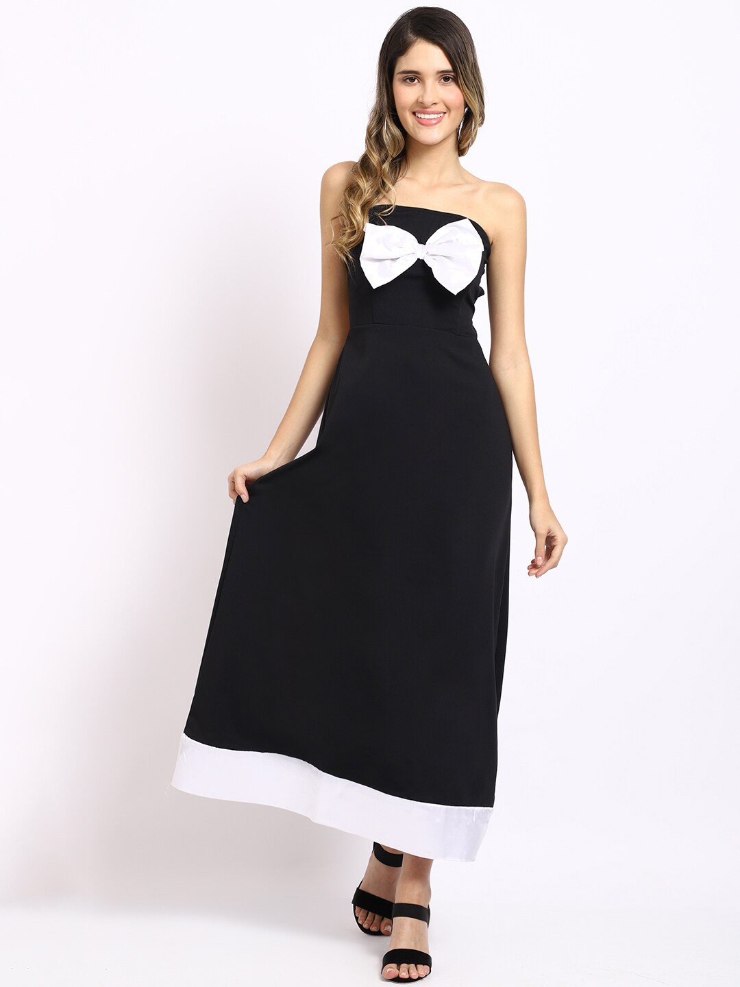

WOOFFLY Black Colourblocked Maxi Dress