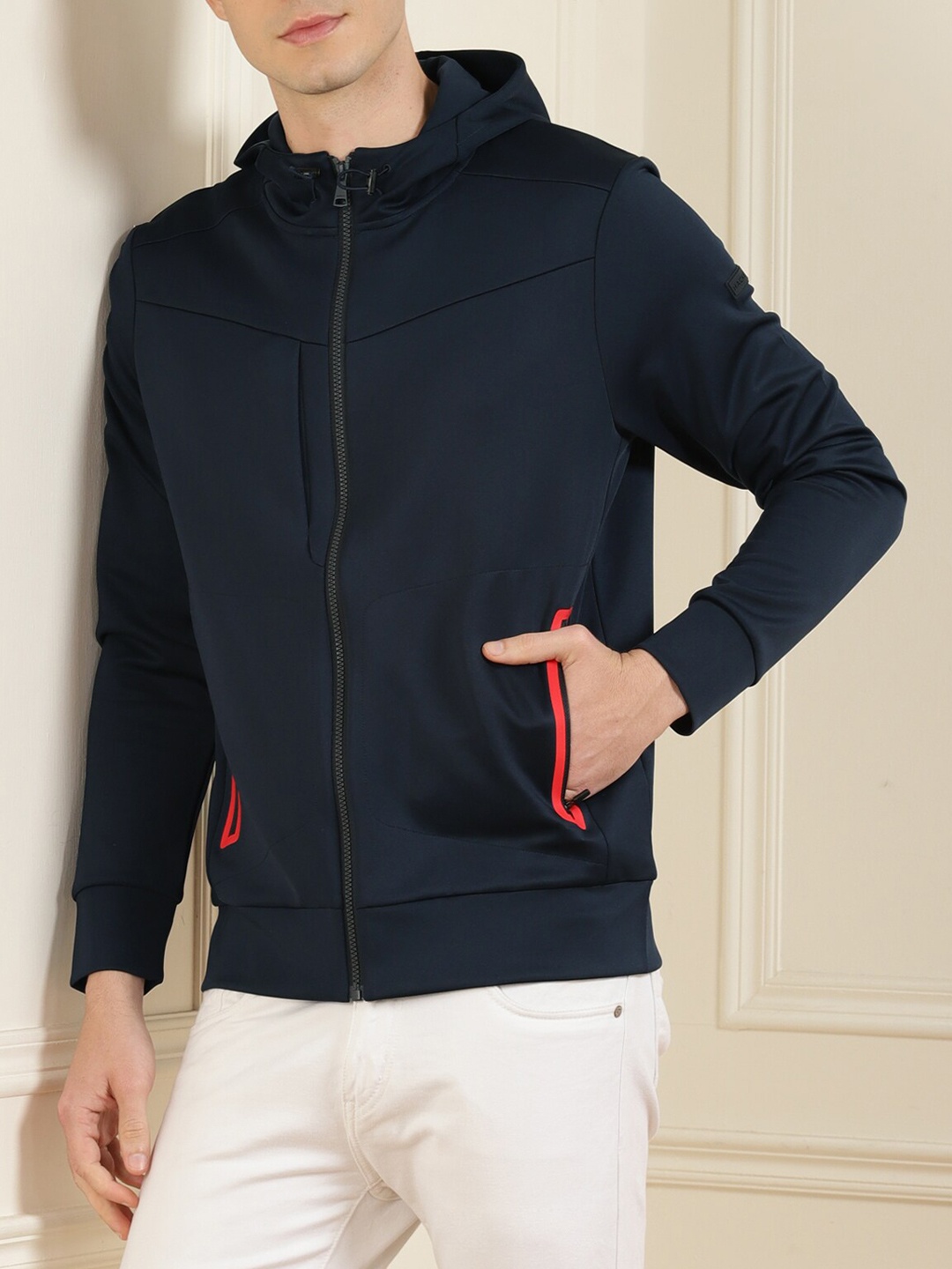 

HACKETT LONDON Men Navy Blue Hooded Sweatshirt
