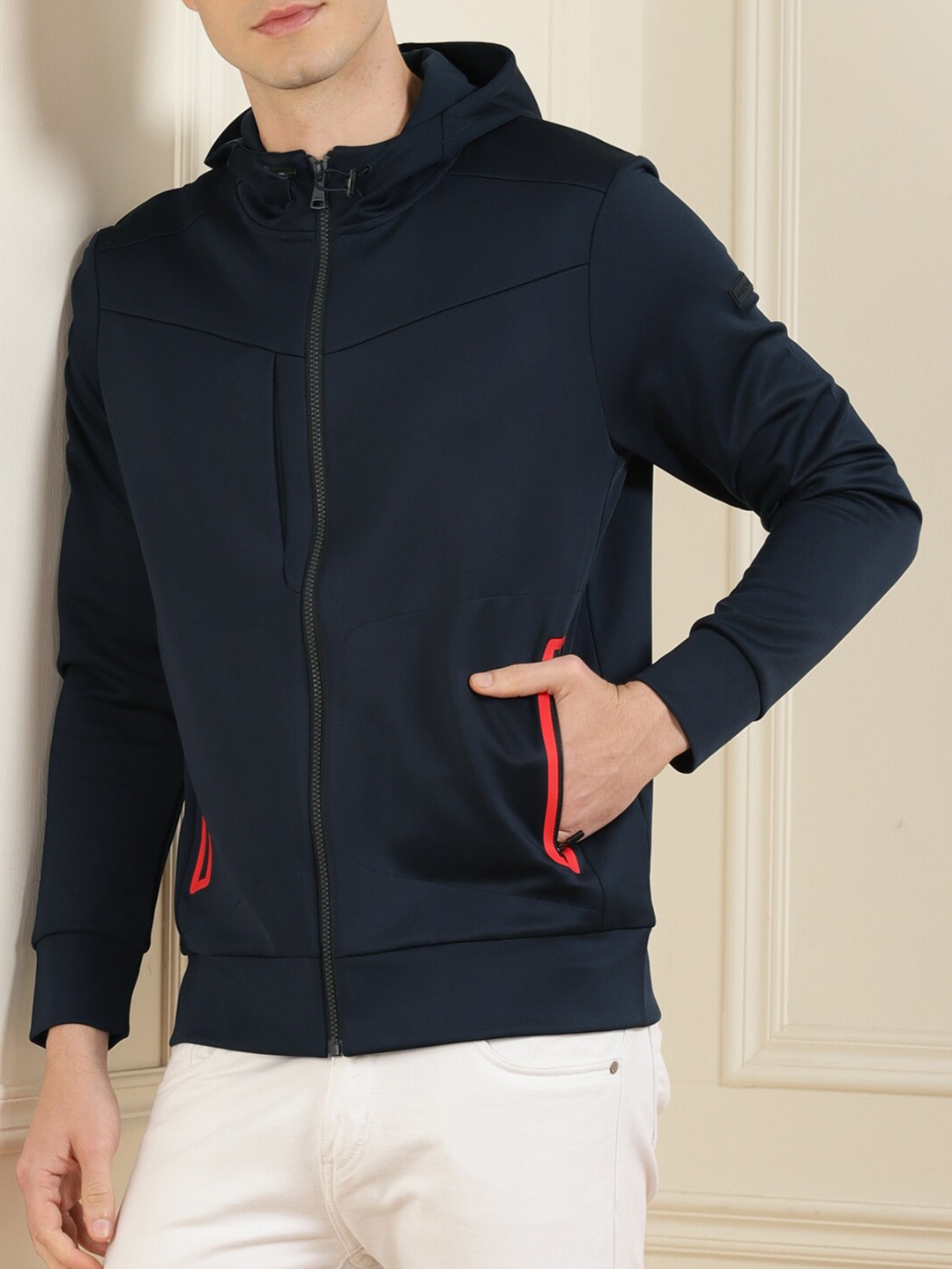 

HACKETT LONDON Men Navy Blue Hooded Sweatshirt