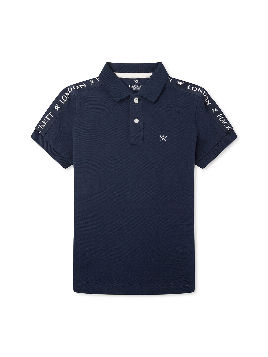 

HACKETT LONDON Boys Navy Blue Solid Polo Collar T-shirt