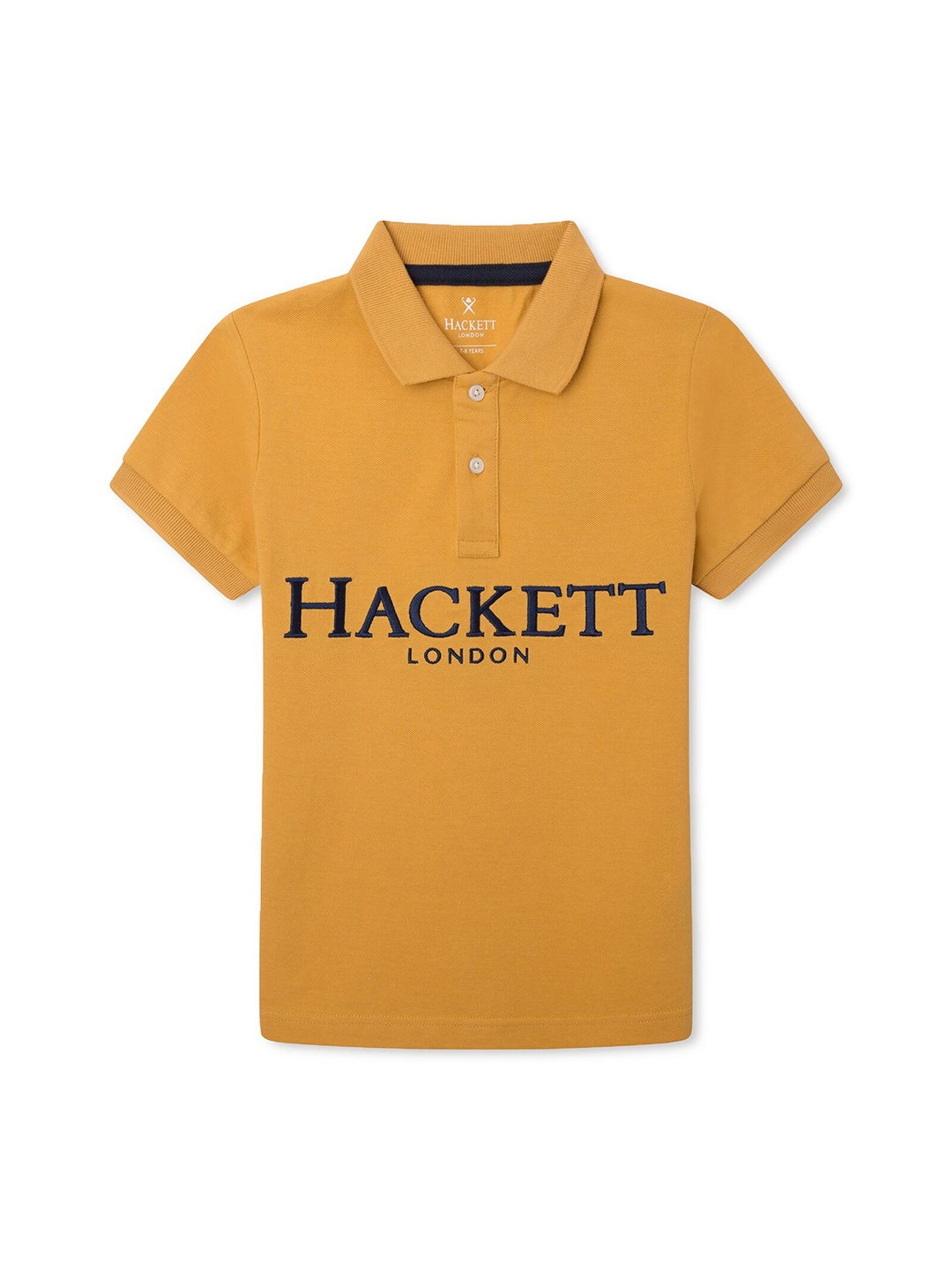 

HACKETT LONDON Boys Yellow Typography Polo Collar T-shirt