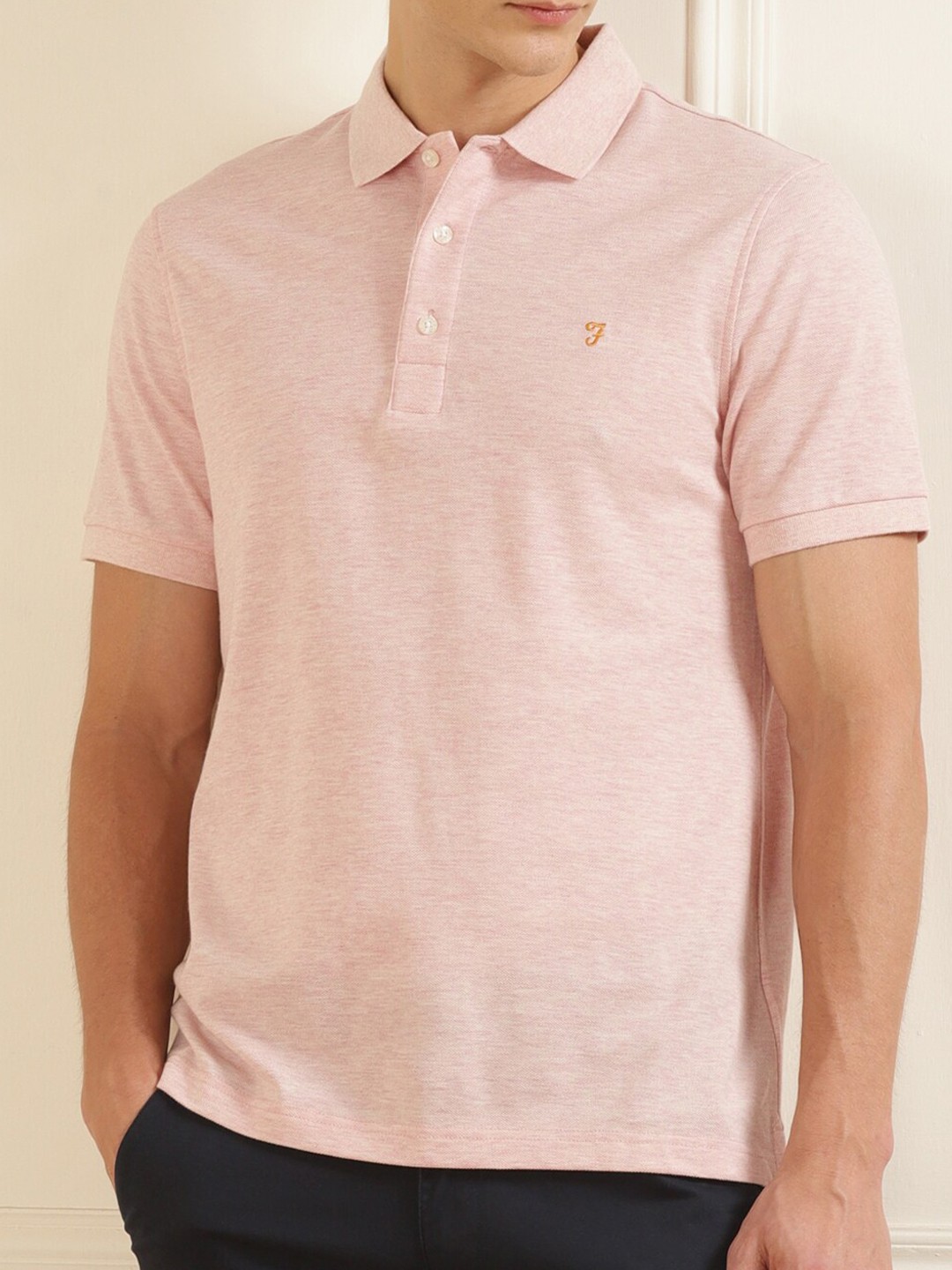 

Farah Men Pink Polo Collar Pure Cotton T-shirt