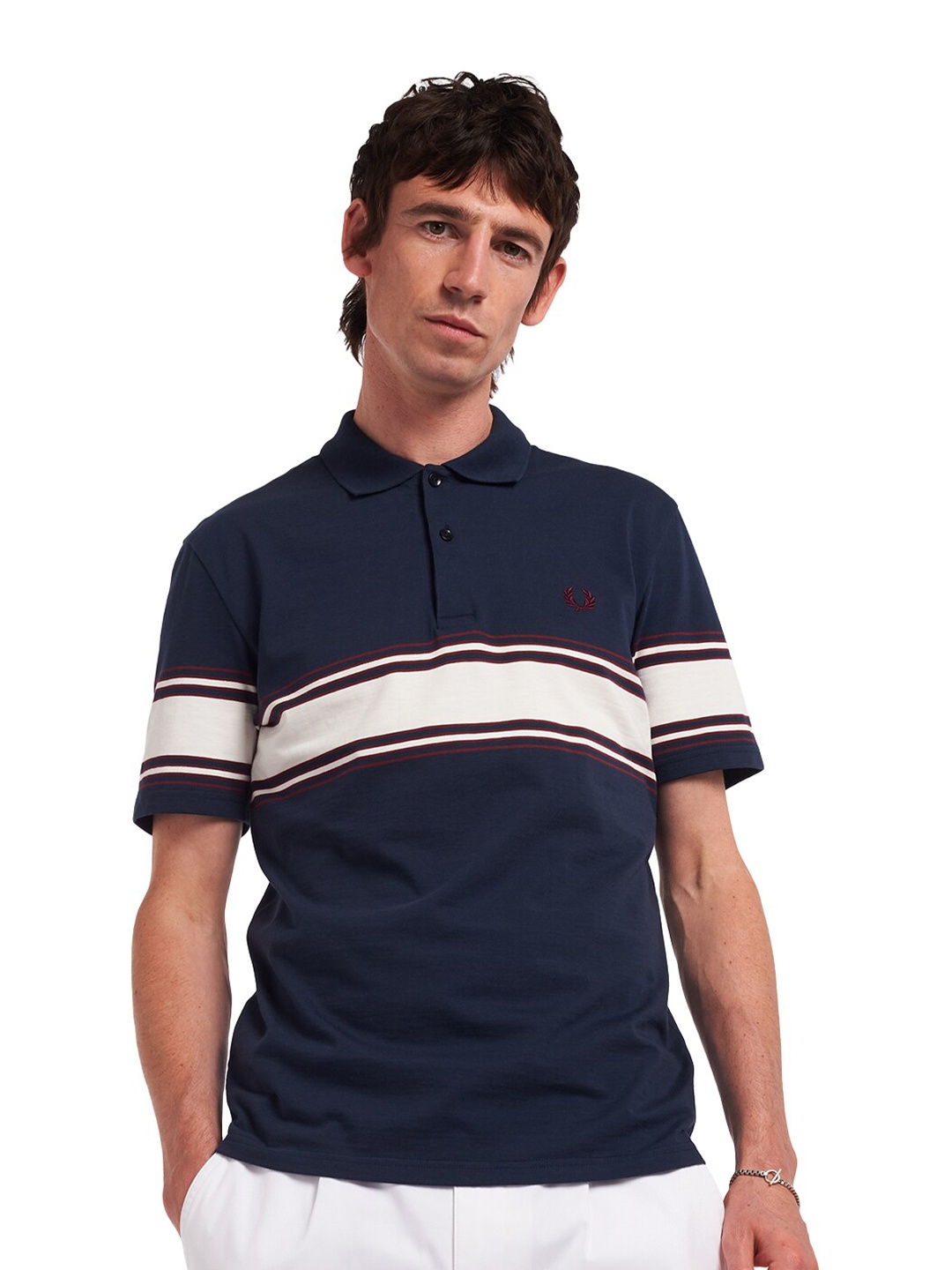 

Fred Perry Men Blue Polo Collar T-shirt