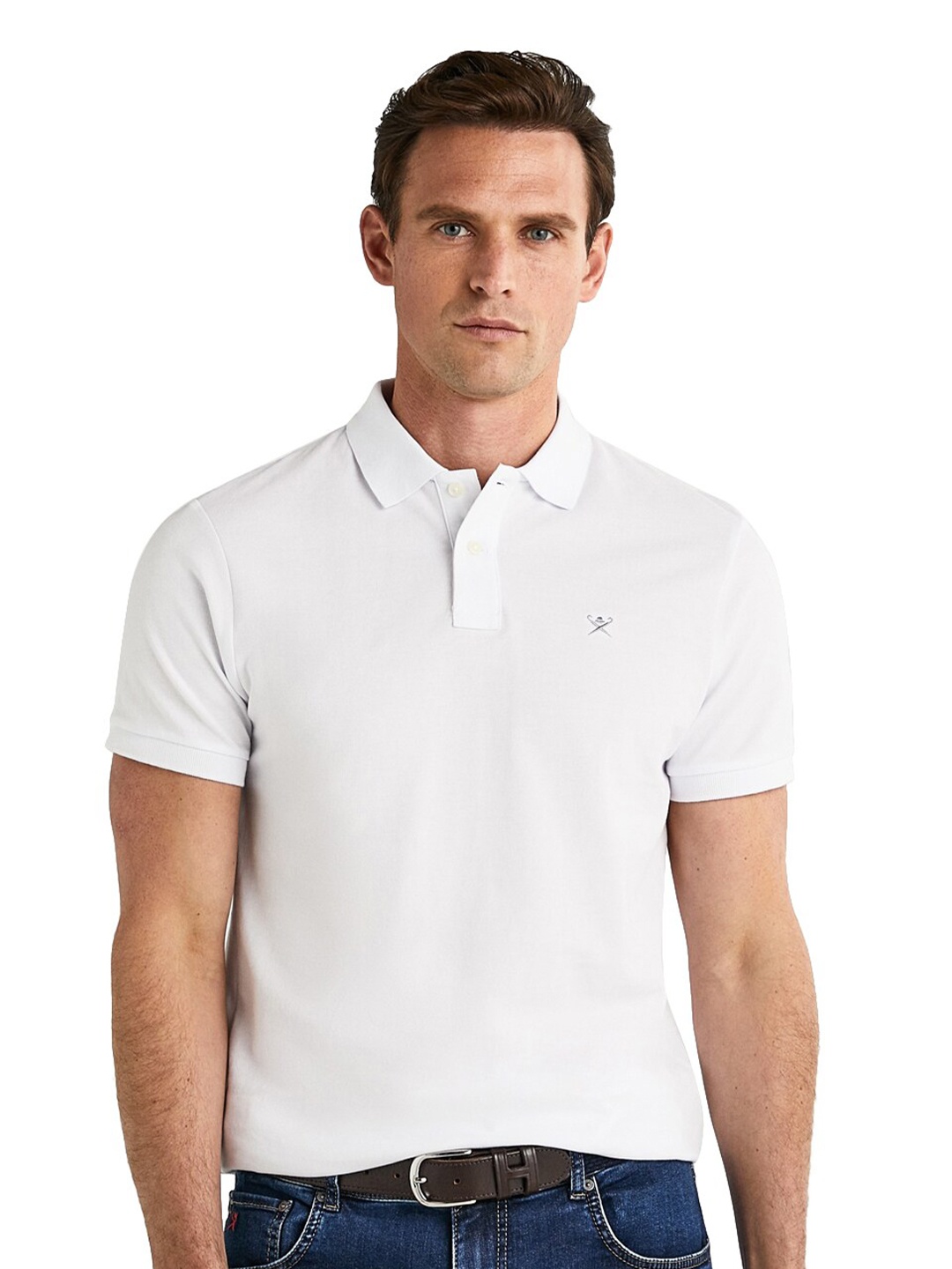 

HACKETT LONDON Men White Polo Collar T-shirt