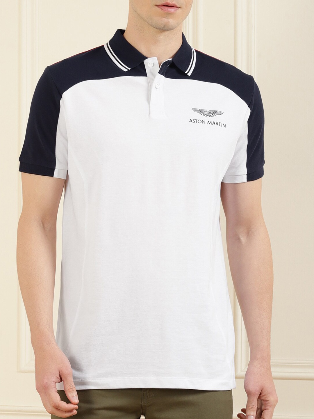 

HACKETT LONDON Men White Polo Collar Pure Cotton T-shirt