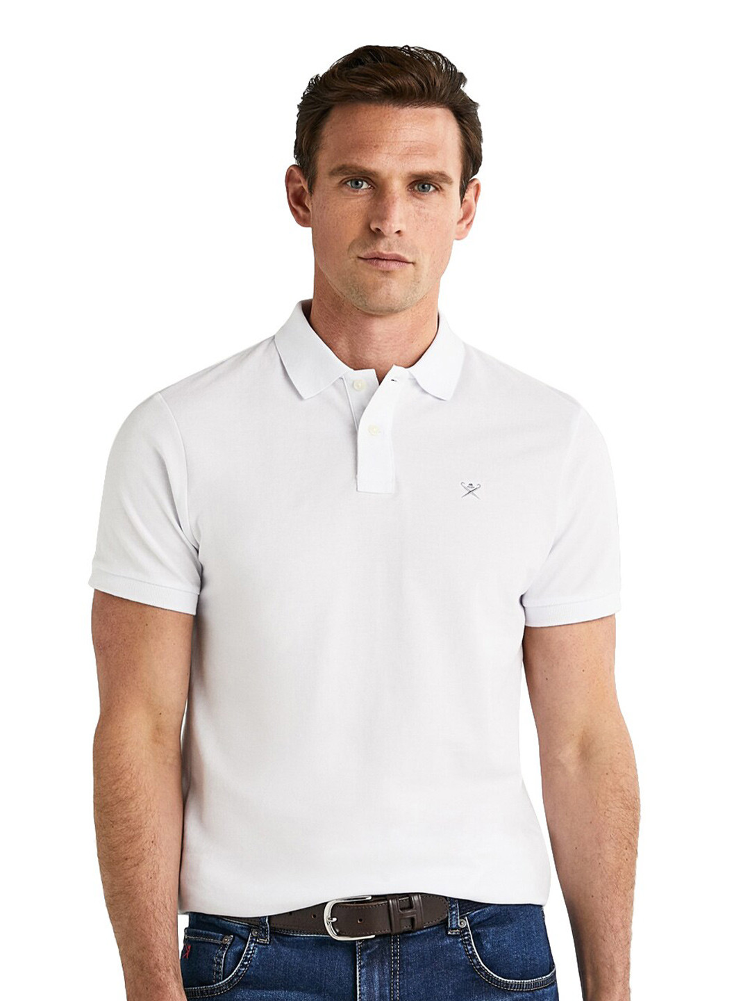 

HACKETT LONDON Men White Polo Collar T-shirt