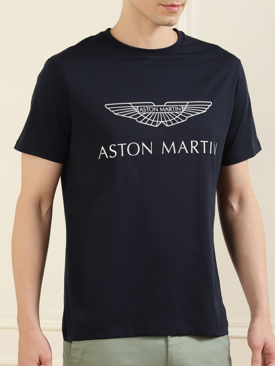 

HACKETT LONDON Men Navy Blue Typography Printed Pure Cotton T-shirt