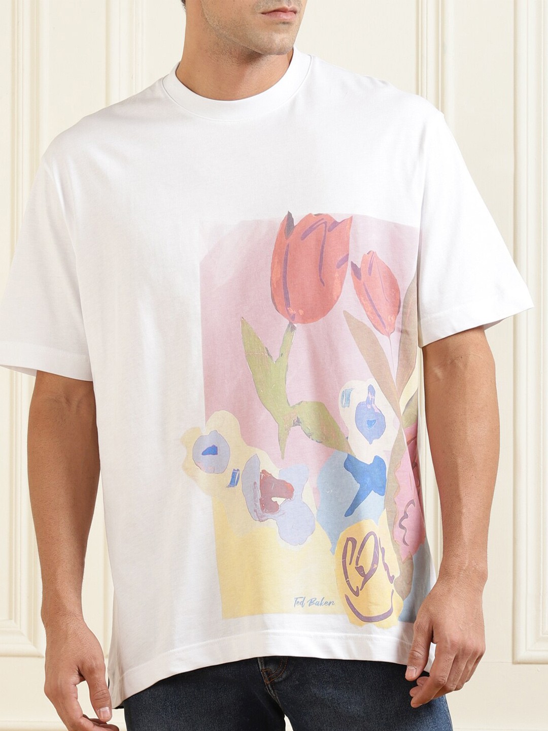 

Ted Baker Men White Printed Pure Cotton T-shirt