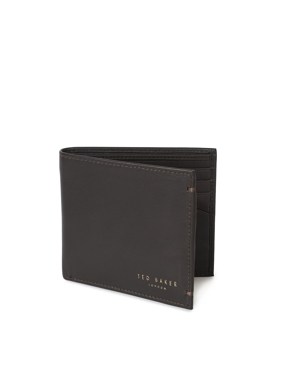 

Ted Baker Men Dark Brown Textured Bi-Fold Leather Card Holder