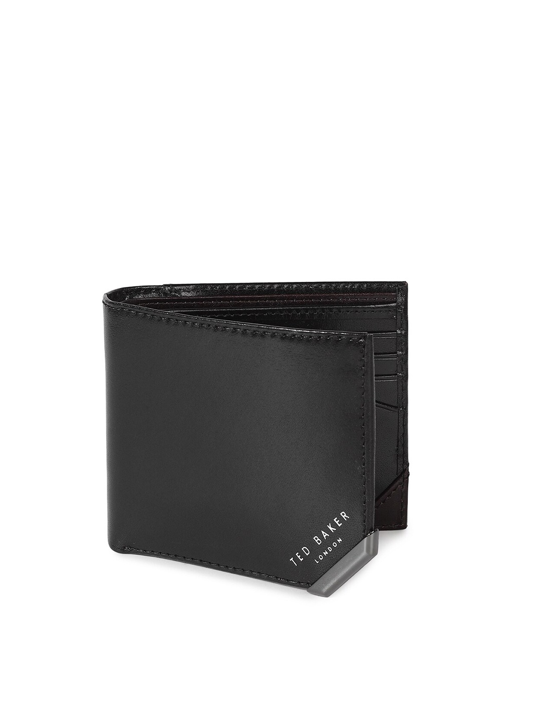 

Ted Baker Men Black Textured Leather Two Fold Wallet