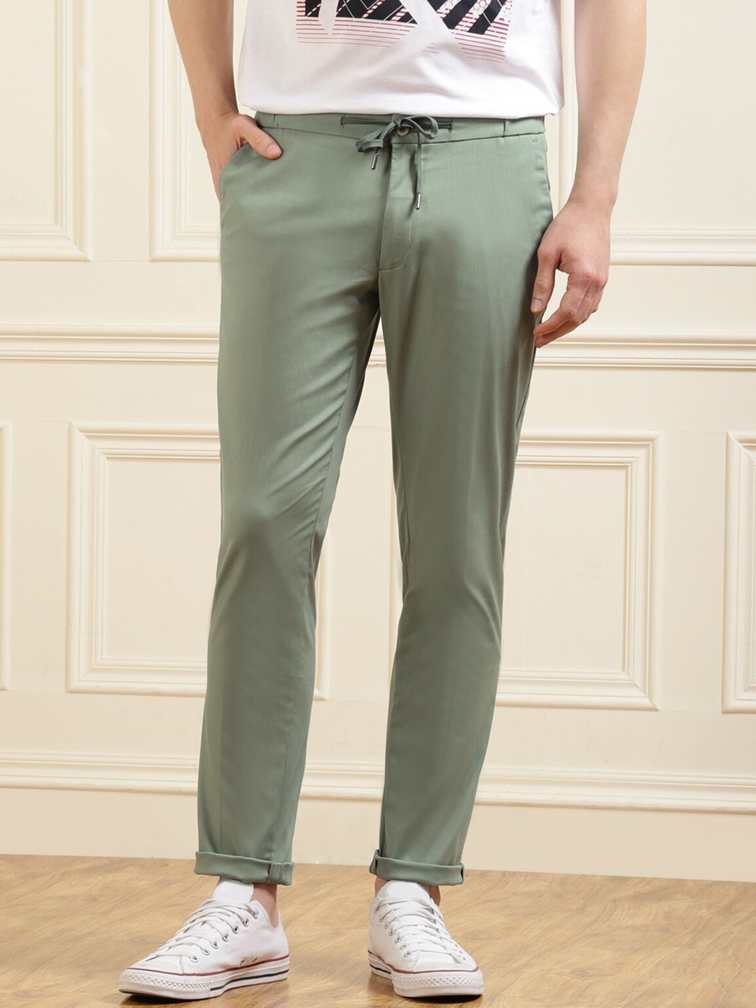 

HACKETT LONDON Men Green Slim Fit Trousers