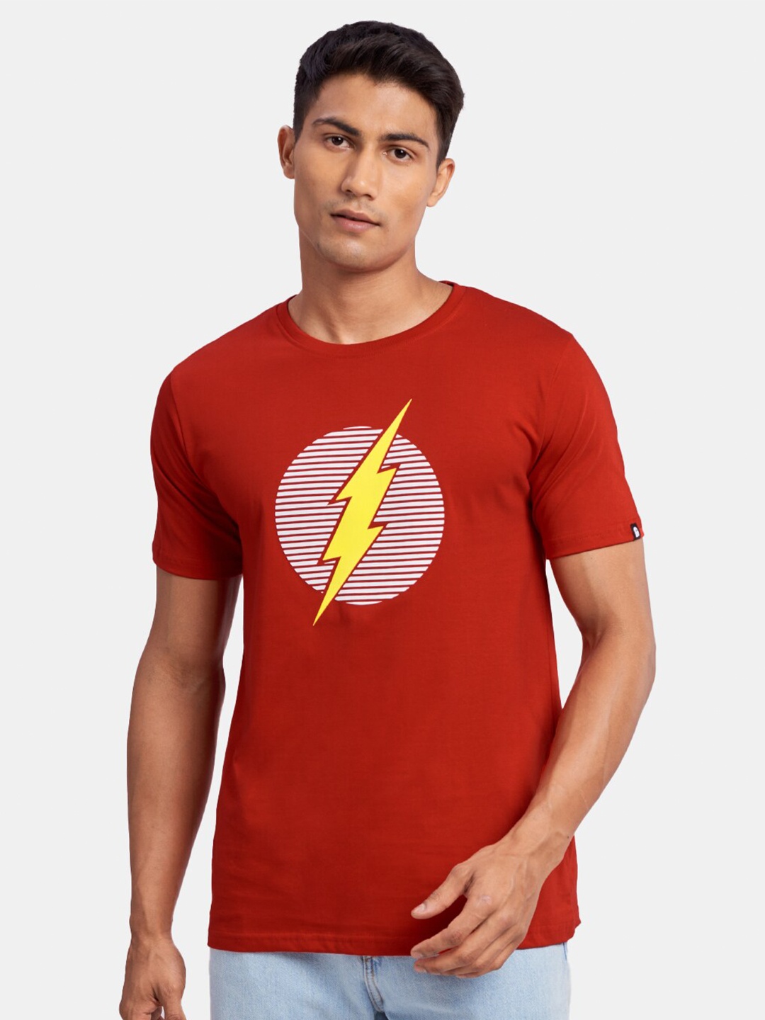 

The Souled Store Men Red Typography Printed Raw Edge T-shirt