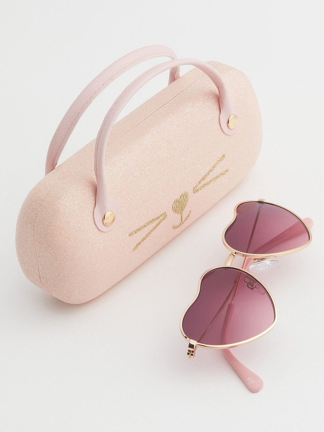 

H&M Girls Pink Full Rim Heart Shaped Sunglasses With Case