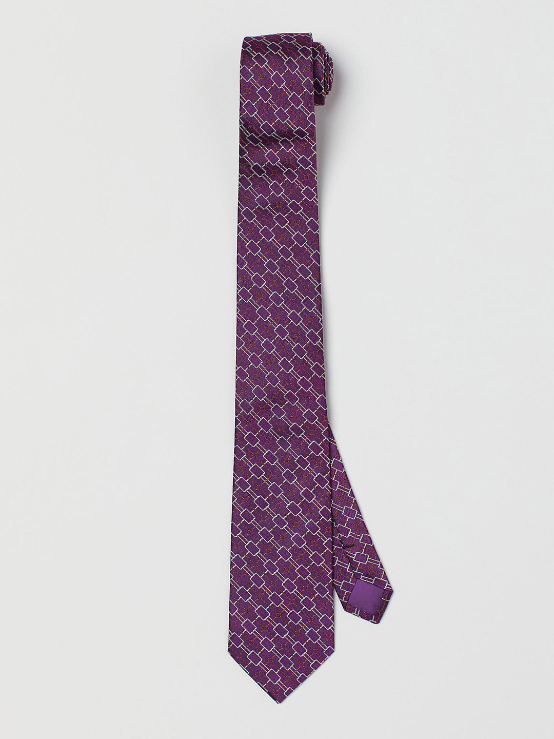 

H&M Men Purple & White Mulberry Silk Tie