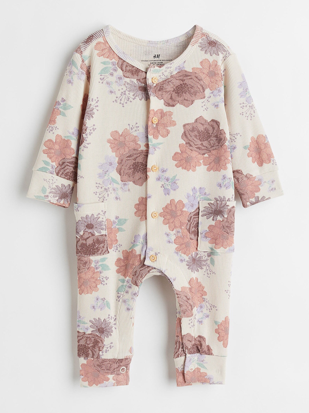 

H&M Boys White & Pink Ribbed cotton romper suit