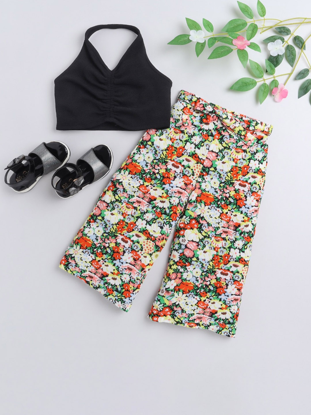 

taffykids Girls Black & Red Top with Palazzos