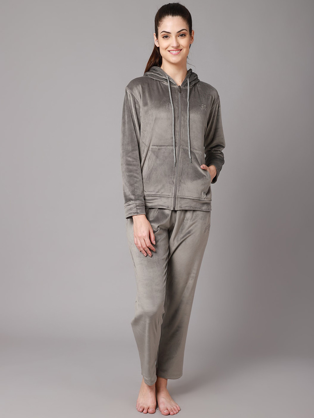 

ANTI CULTURE Women Grey Solid Tracksuits