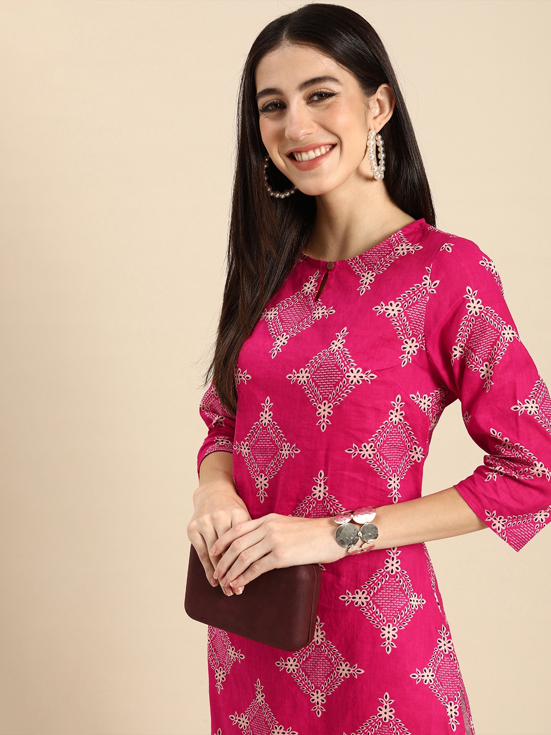 

Anouk Women Pink Ethnic Motifs Printed Kurta