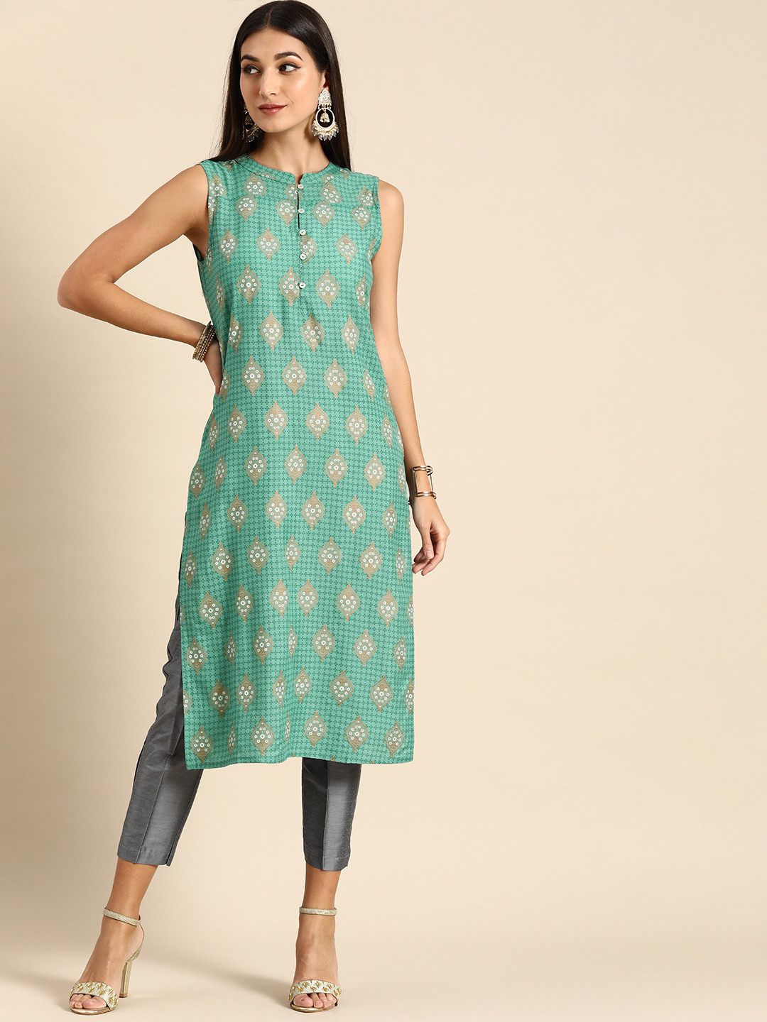 

Anouk Women Green Ethnic Motifs Printed Kurta