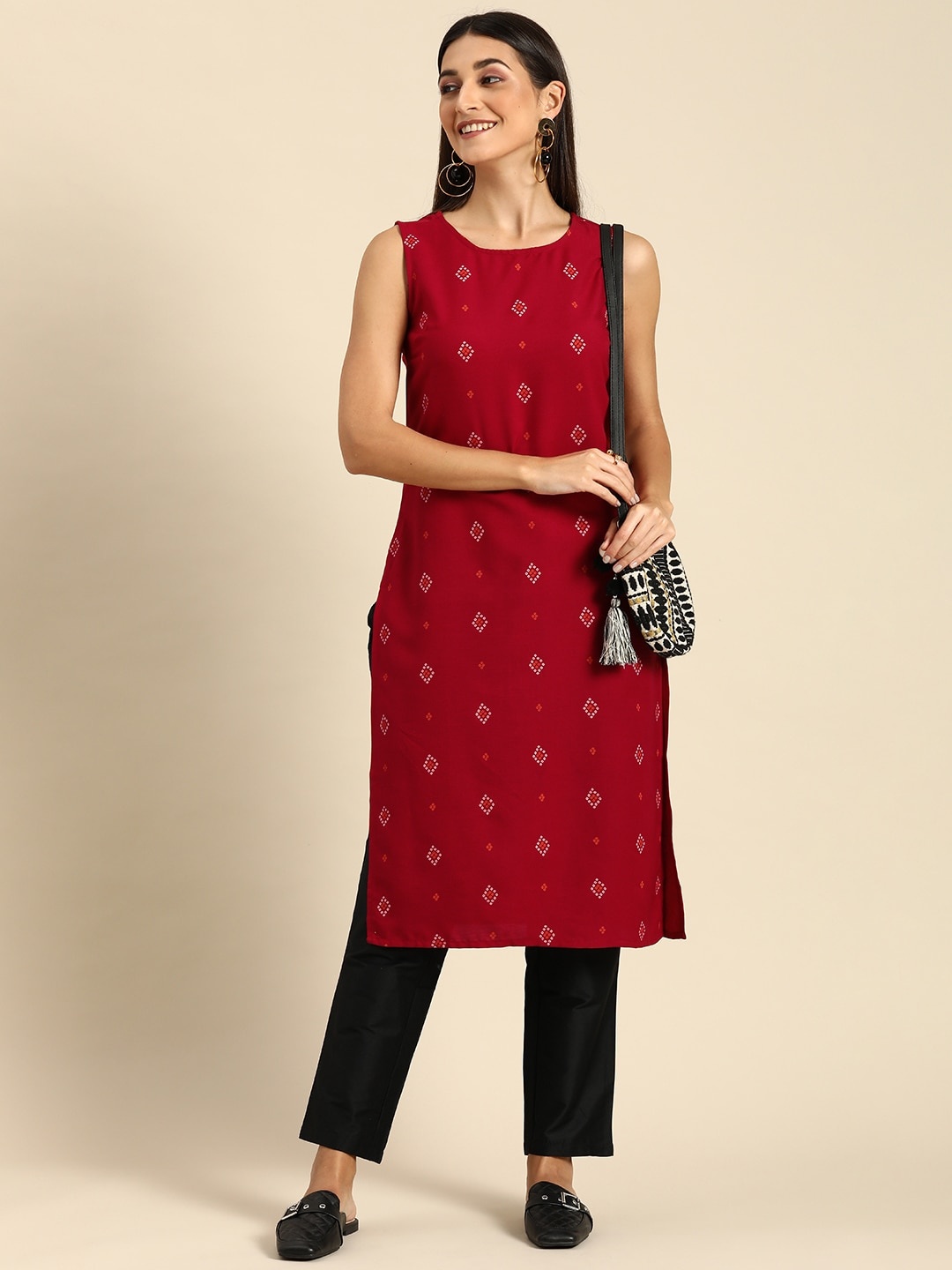 

Anouk Women Red Bandhani Printed Kurta