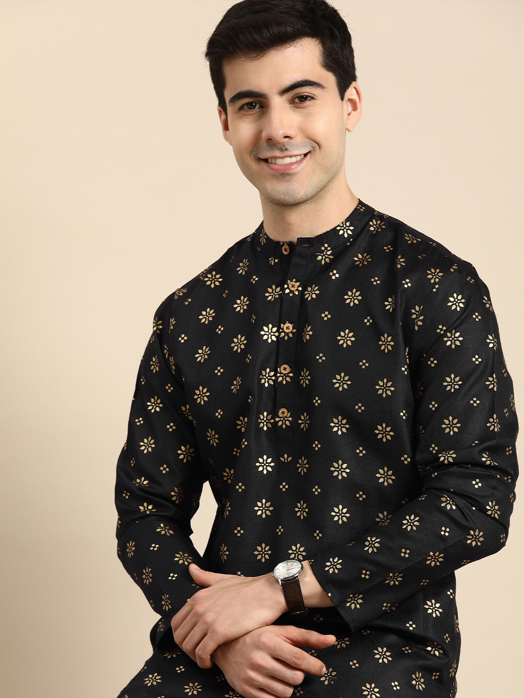 

Anouk Men Ethnic Motifs Printed Kurta, Black