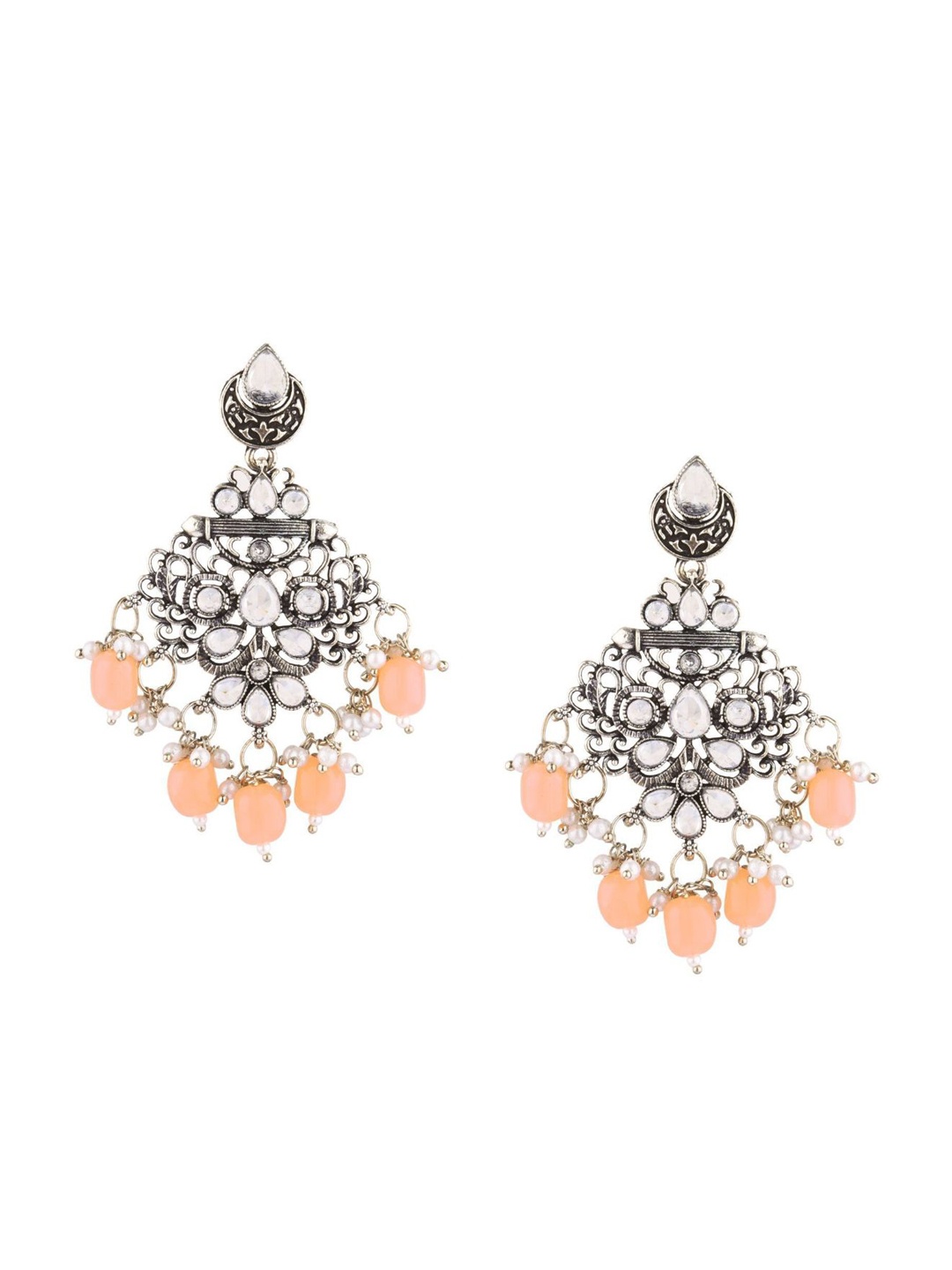 

Efulgenz Gold-Toned & Peach-Coloured Square Drop Earrings