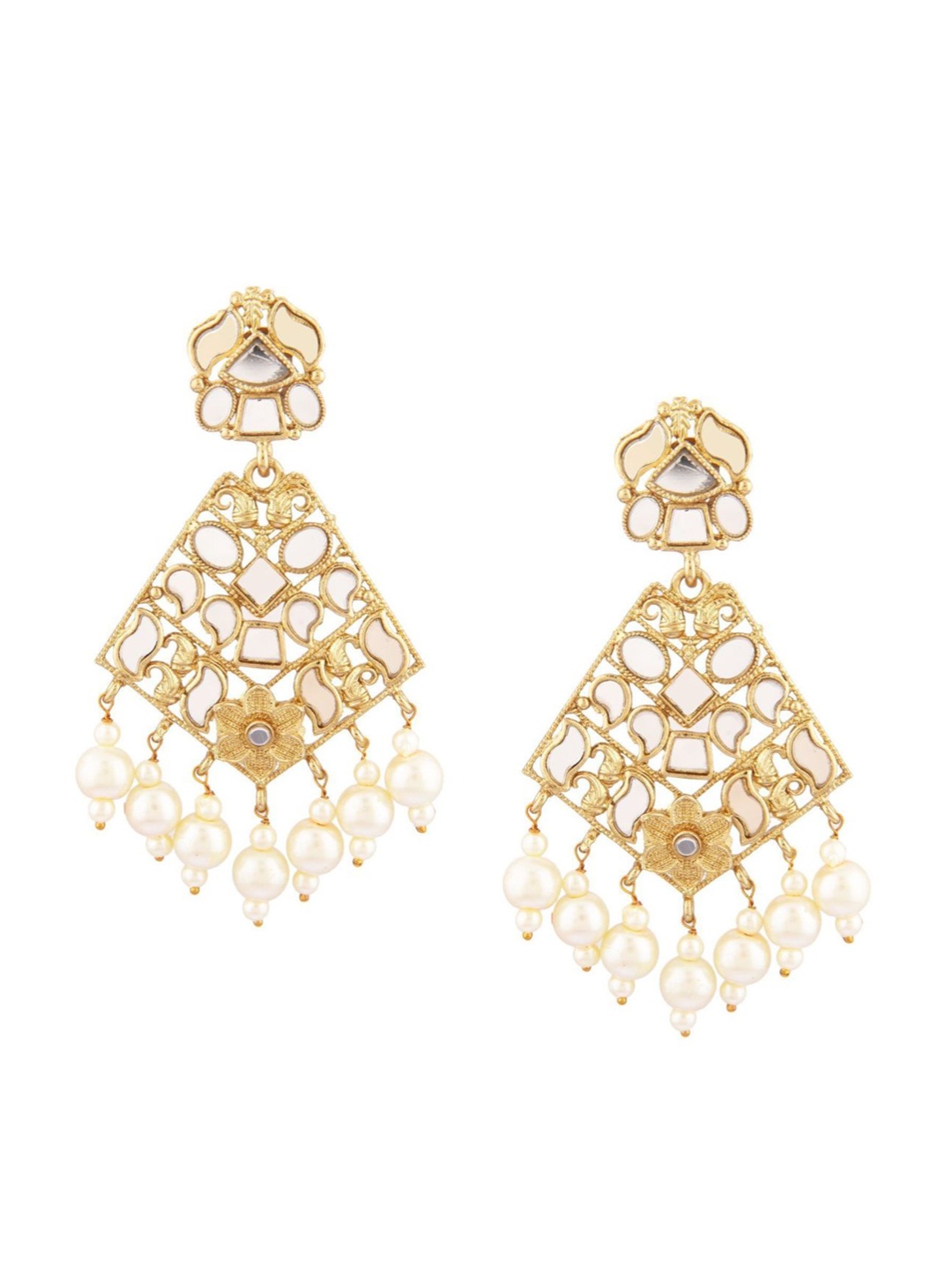 

Efulgenz White Triangular Drop Earrings