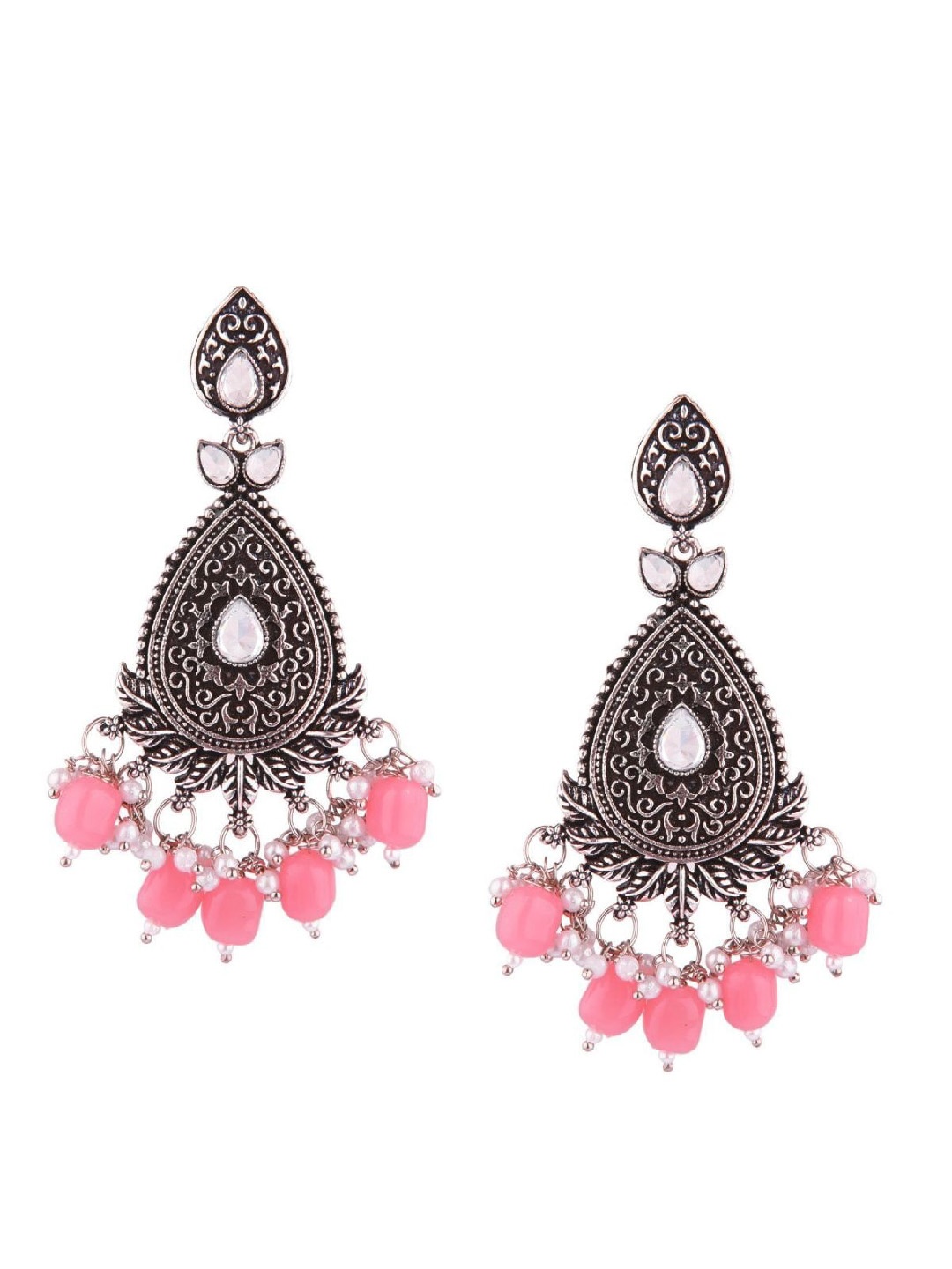 

Efulgenz Pink Floral Drop Earrings