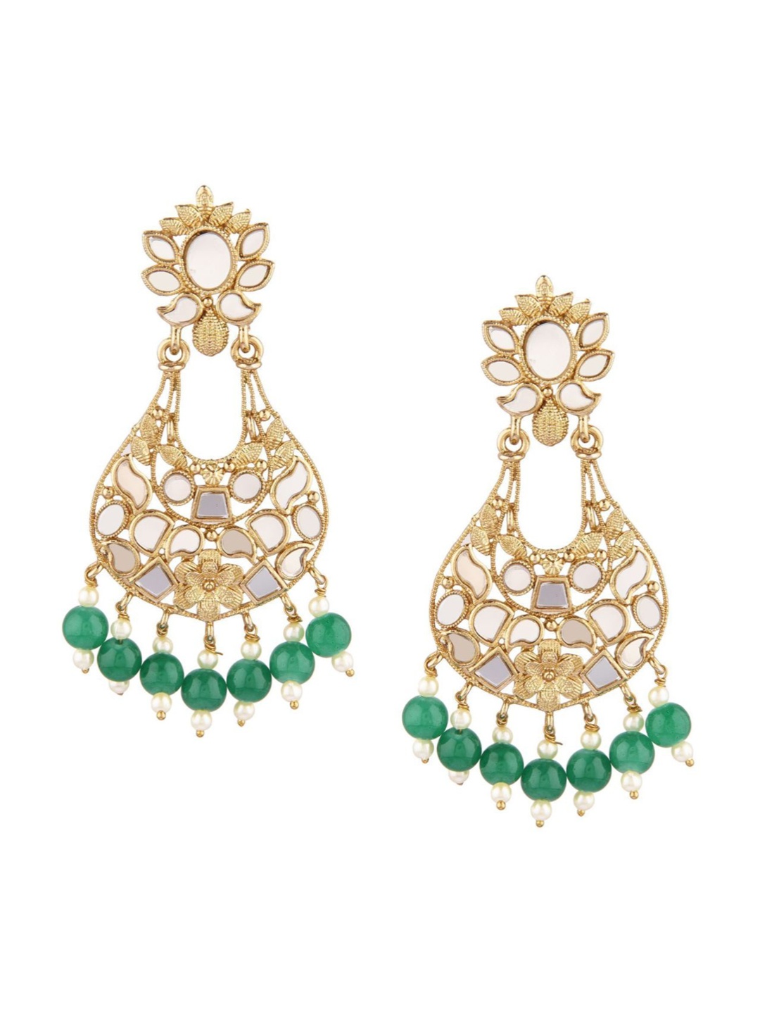 

Efulgenz Green Oval Drop Earrings