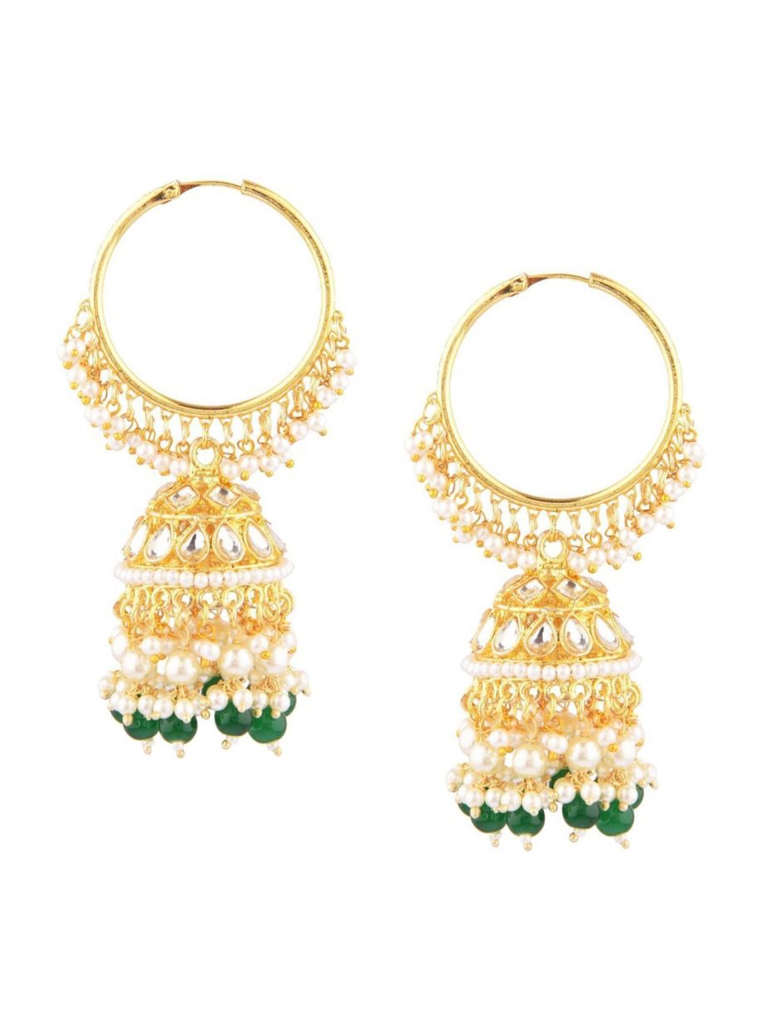 

Efulgenz Green & Gold-Toned Classic Jhumkas Earrings