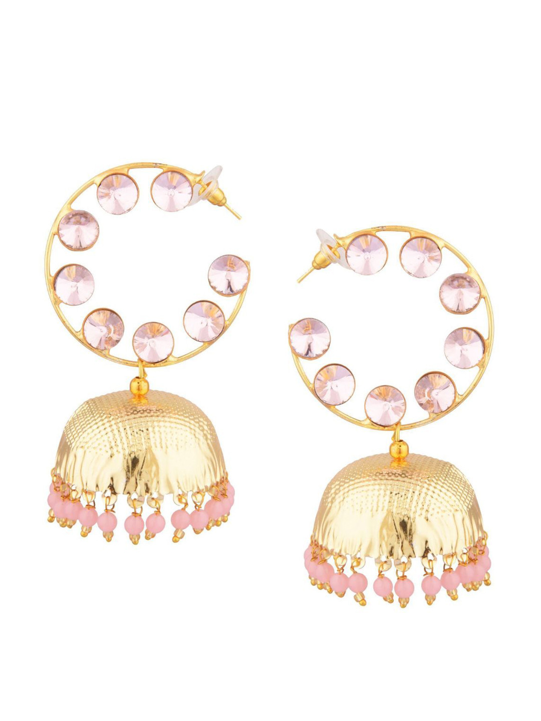 

Efulgenz Gold-Toned Circular Jhumkas Earrings