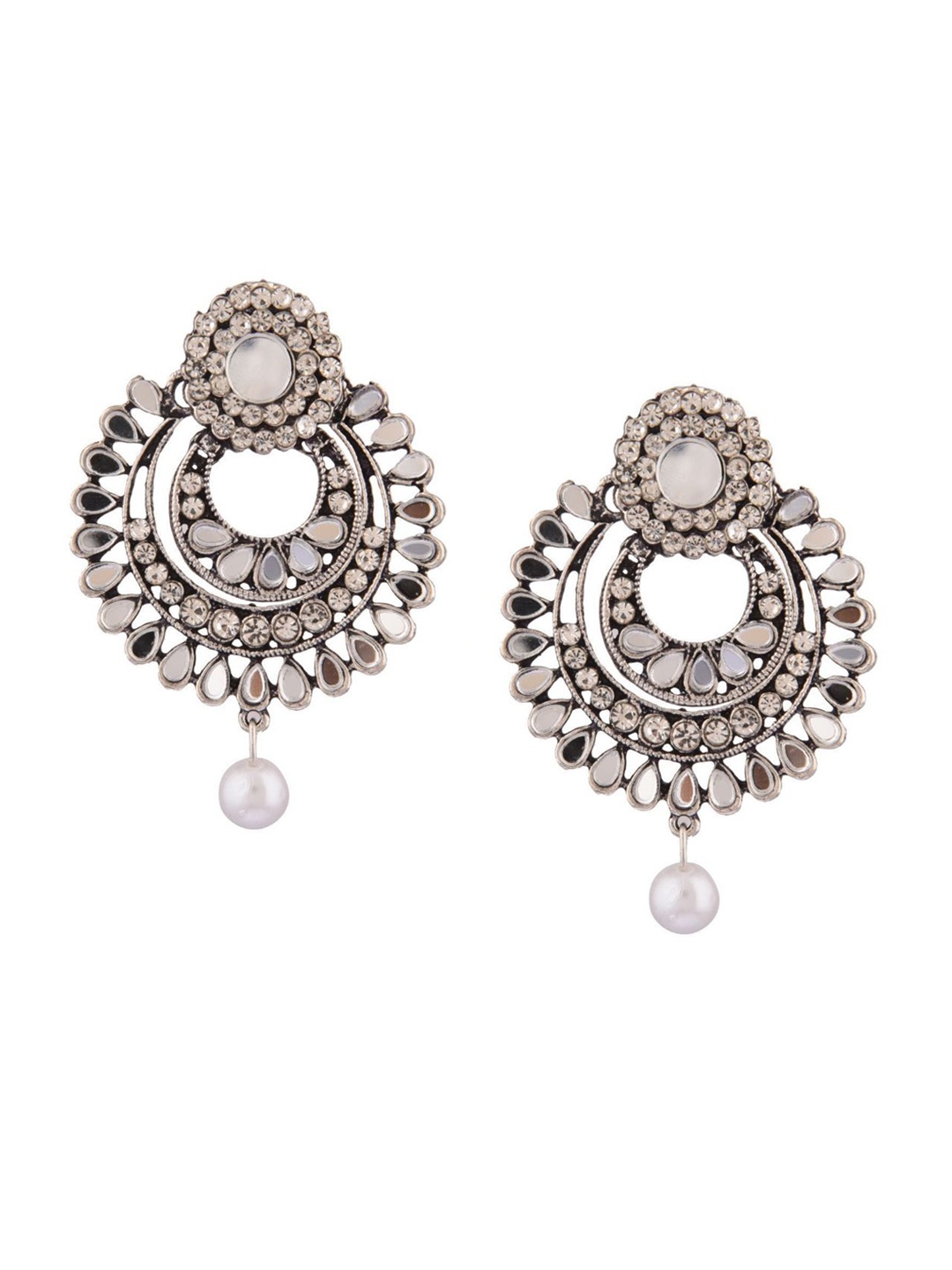 

Efulgenz White Floral Chandbali Earrings