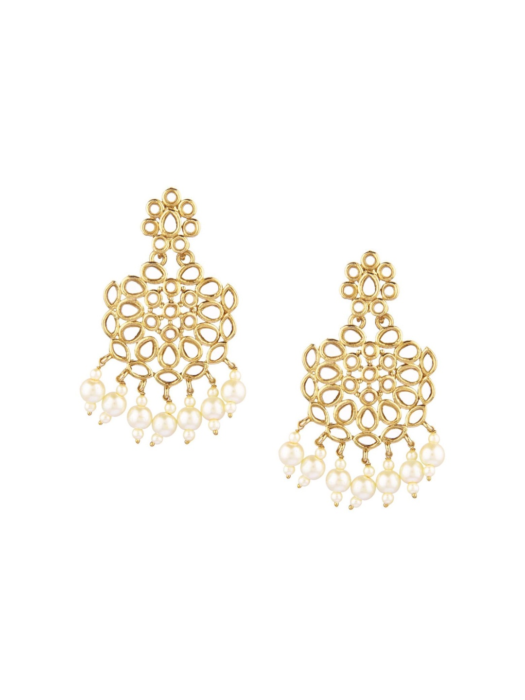 

Efulgenz White & Gold-Toned Oval Drop Earrings