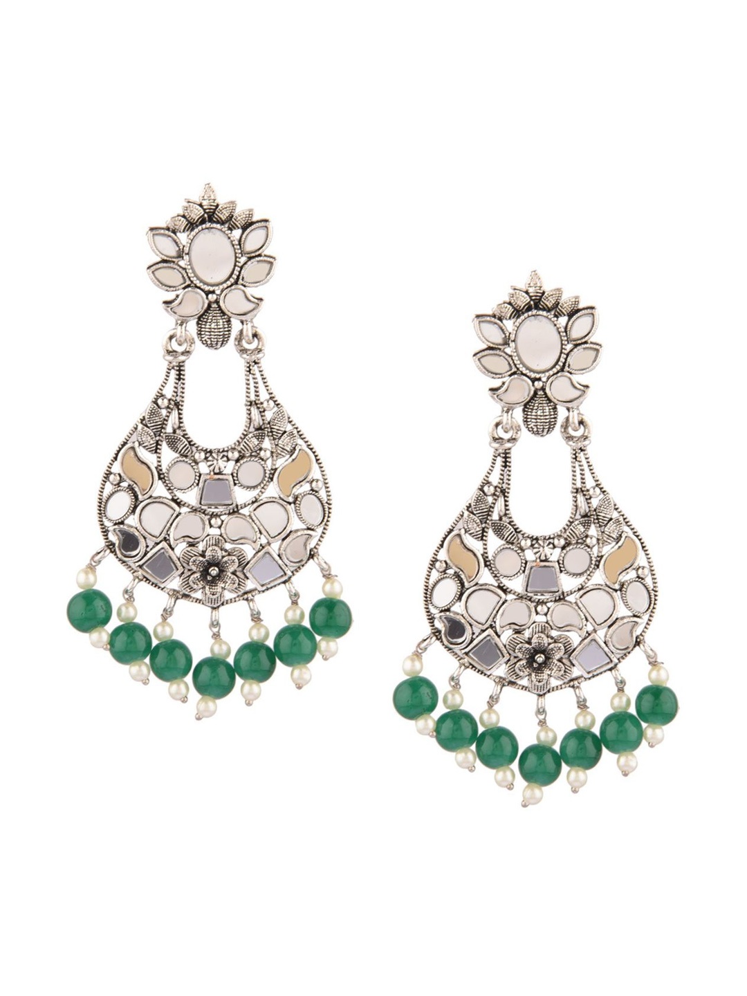 

Efulgenz Green Teardrop Shaped Chandbalis Earrings