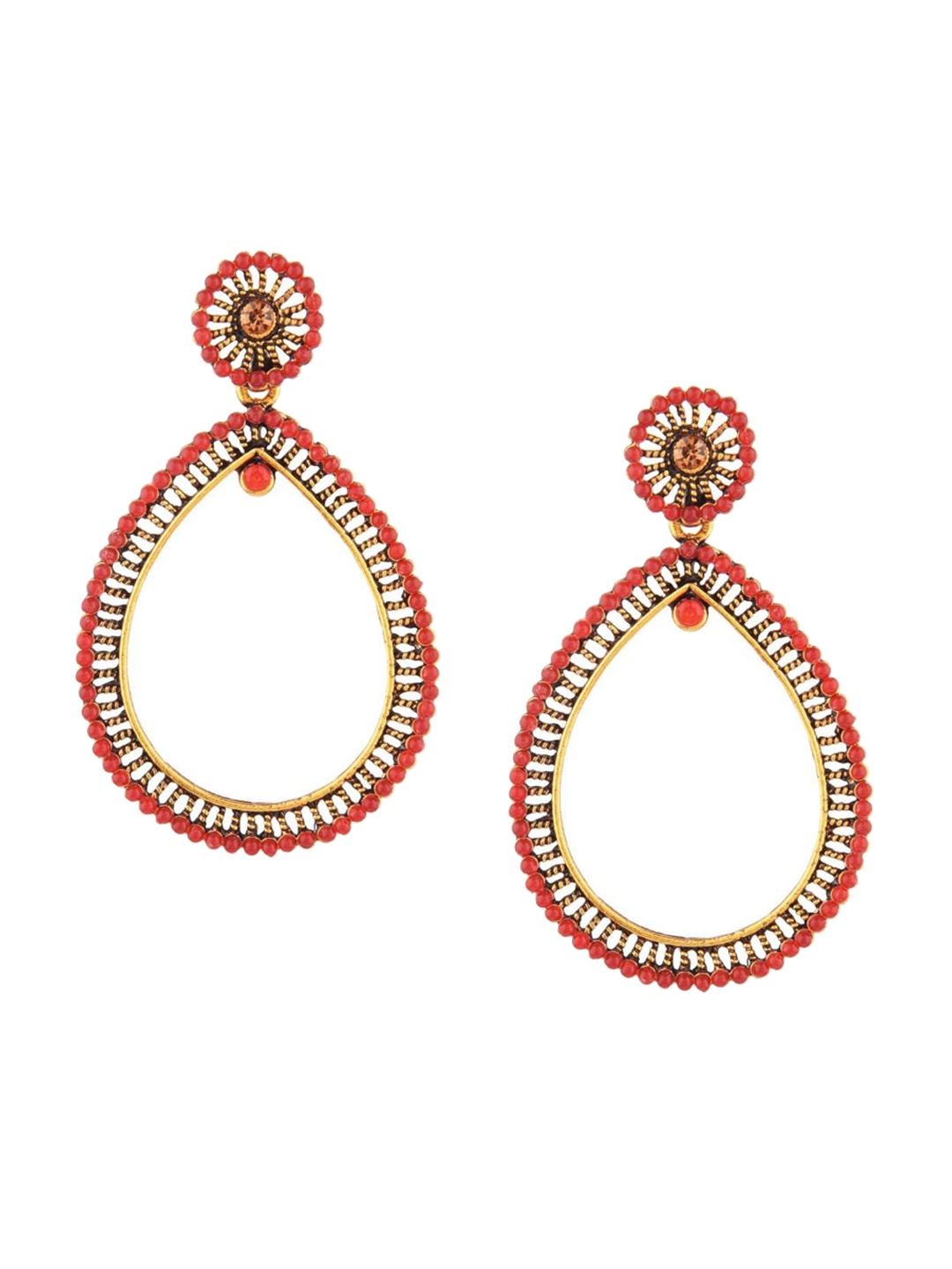 

Efulgenz Red Teardrop Shaped Drop Earrings