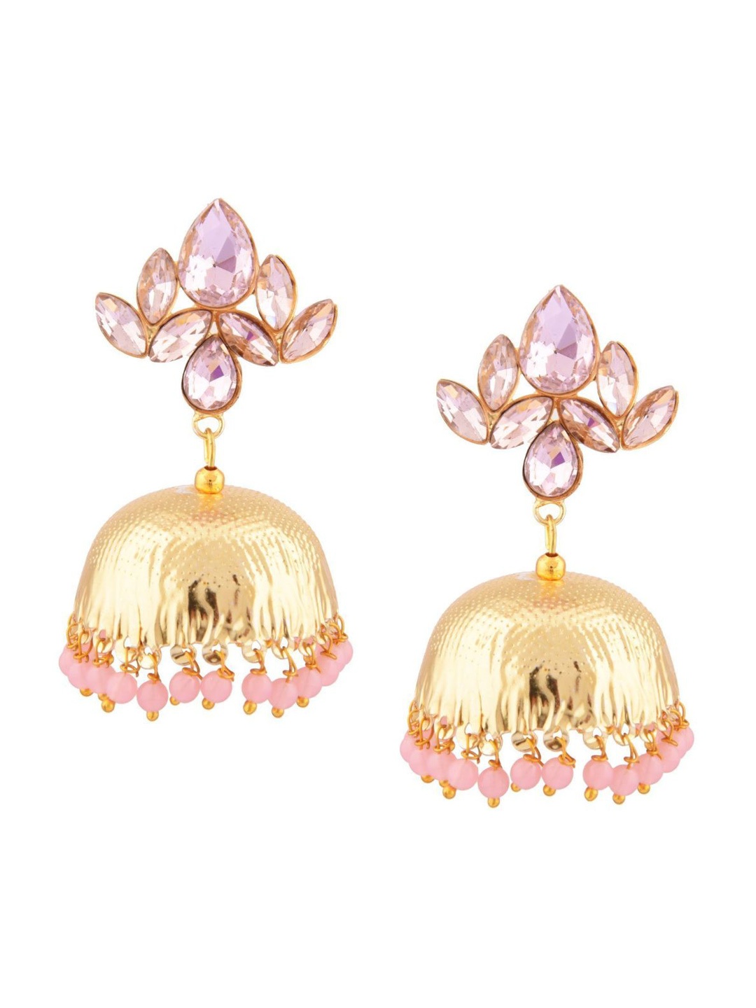 

Efulgenz Gold-Toned & Pink Circular Drop Earrings